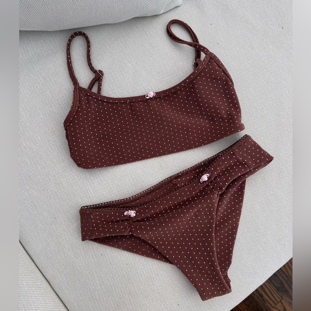 Frankie's Bikinis Brown Polka Dot Bikini